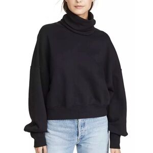 Agolde Black Long Balloon Sleeve Turtleneck Sweatshirt Women’s Size Small